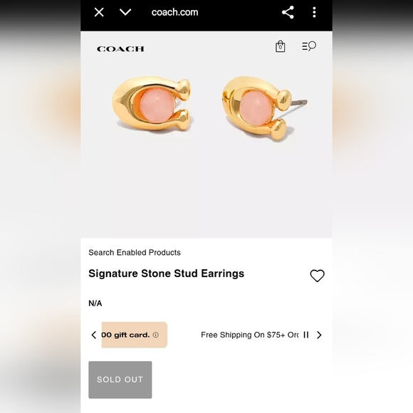 🔹️COACH 🔹️signature Stone stud Plated Brasd Earrings  [ Sold Out] - Picture 2 of 9